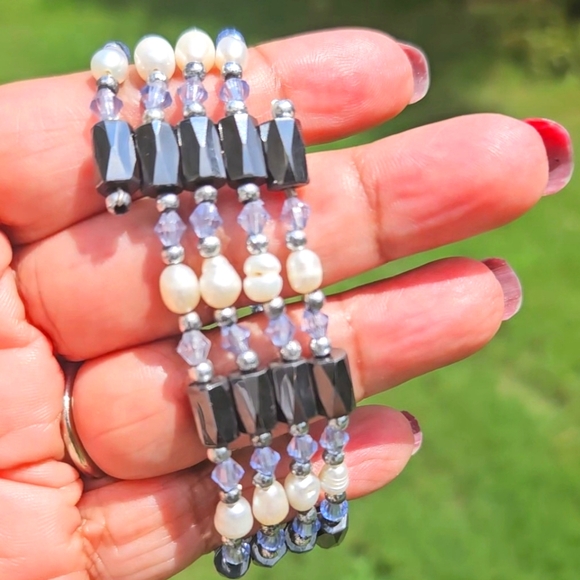 Jewelry - BUYER'S CHOICE Cloisonne and Hematite OR Pearl Magnetic Wrap Bracelet/ Necklace